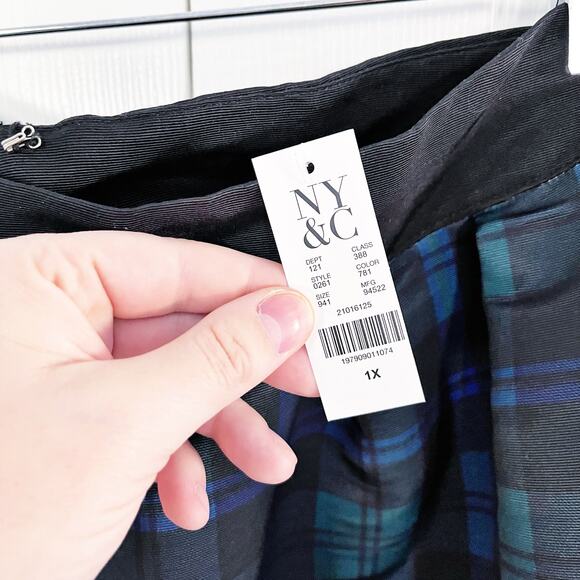 New York & Company Plus Tartan Midi Skirt in Runaway Navy - Picture 8 of 10